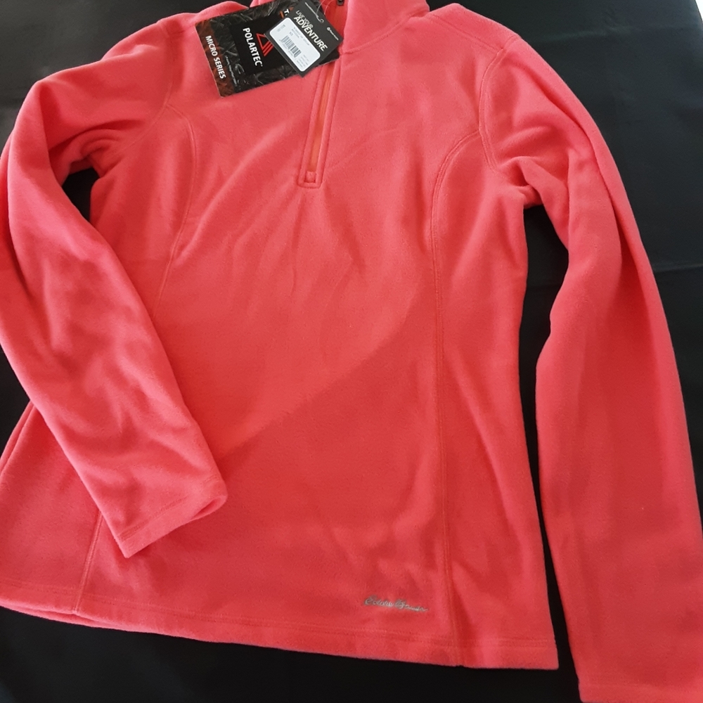 Eddie #335 Bauer Women's Fleece Pullover Jacket Sz XS NWT Coral Pink